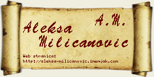 Aleksa Milicanović vizit kartica
